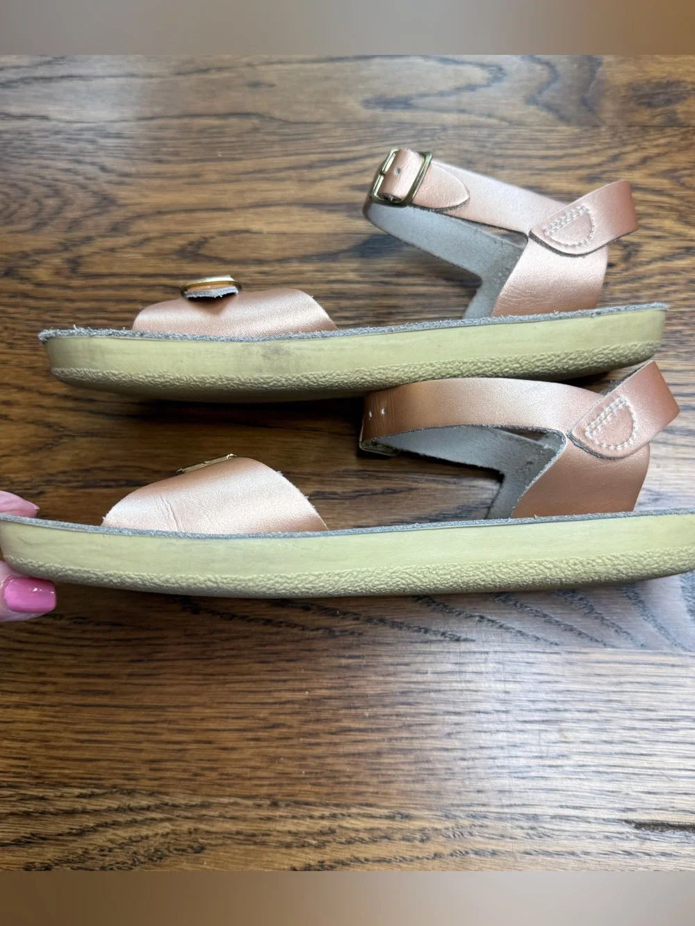 Sun San Surfer Salt Water Girls Sandals Rose Gold Copper Color Size 2
